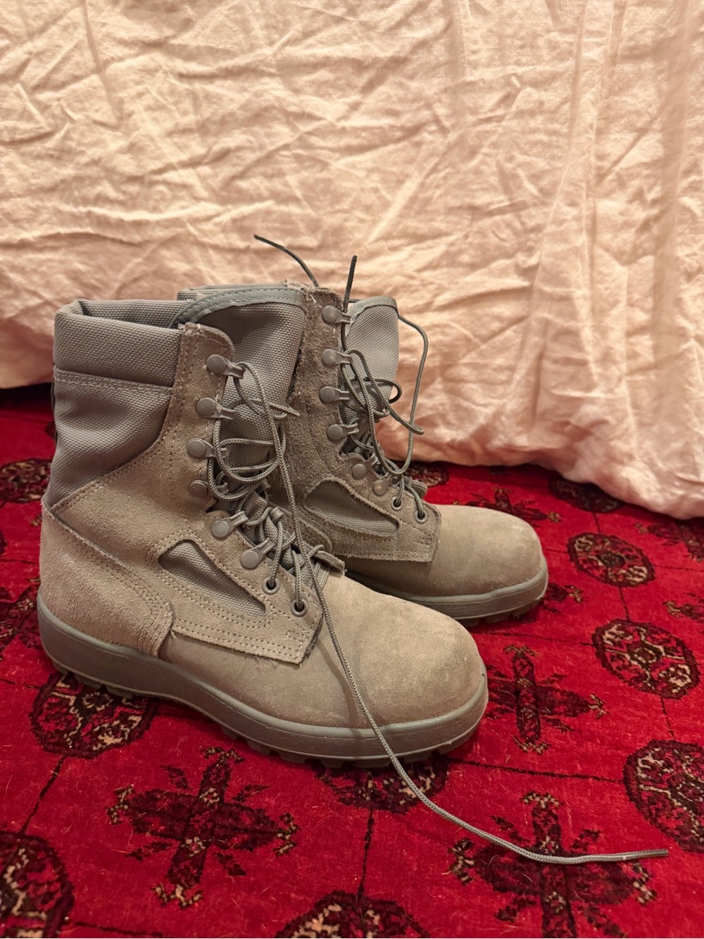 Tactical Suede Lace-Up Combat Boots in sage green